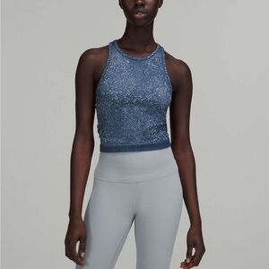 Lululemon Ebb to Street Razorback Cropped Tanktop - Distorted Mineral Blue - 12